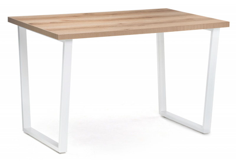 Стол деревянный Лота Лофт 120 25 мм дуб делано светлый / белый матовый (75x75). 