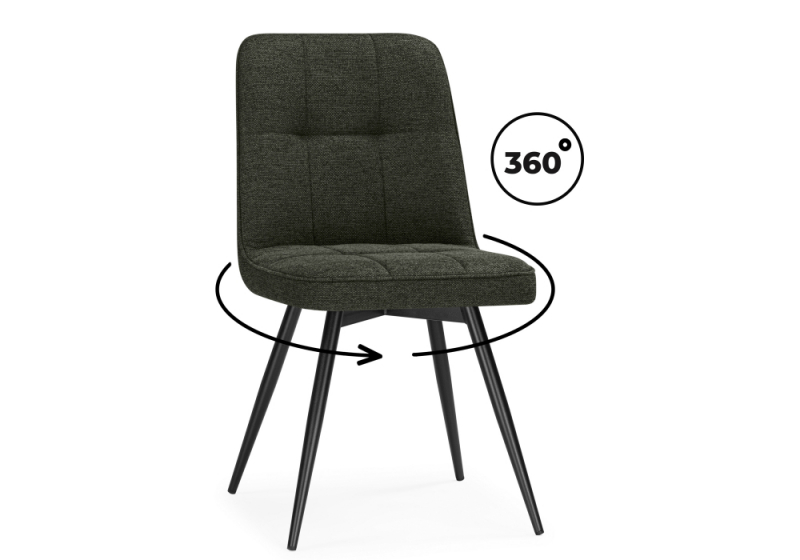 Стул на металлокаркасе Texas 4 поворотный темно-зеленый / черный (46x57x86). 