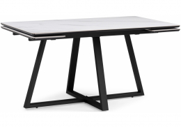 Керамический стол Памелла 140(200)х80х75 белый мрамор snow white / черный (80x75)