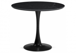 Керамический стол Тулип 90х74 черный мрамор /  черный