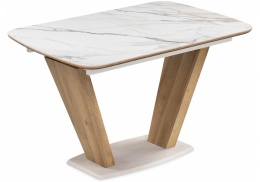 Керамический стол Петир 120(160)х80х75 gilt white / дуб монтана (80x75)